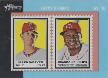 2011 Topps Heritage - Framed Dual Stamps #NNO Jered Weaver / Brandon Phillips Front