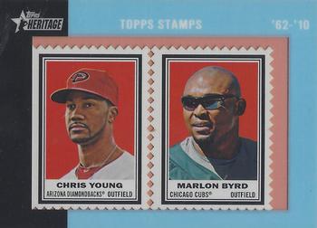 2011 Topps Heritage - Framed Dual Stamps #NNO Chris Young / Marlon Byrd Front