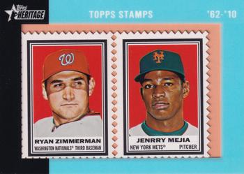 2011 Topps Heritage - Framed Dual Stamps #NNO Ryan Zimmerman / Jenrry Mejia Front