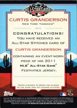 2011 Topps Update - All-Star Stitches Diamond Anniversary #AS-5 Curtis Granderson Back
