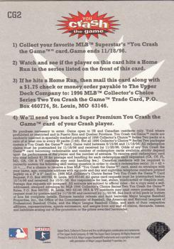 1996 Collector's Choice - You Crash the Game #CG2 Fred McGriff Back