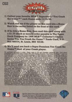 1996 Collector's Choice - You Crash the Game #CG2 Fred McGriff Back