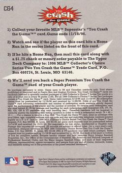 1996 Collector's Choice - You Crash the Game #CG4 Cal Ripken Jr. Back