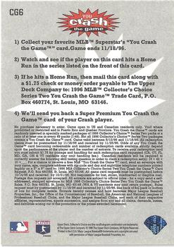 1996 Collector's Choice - You Crash the Game #CG6 Mo Vaughn Back