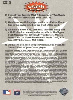 1996 Collector's Choice - You Crash the Game #CG10 Frank Thomas Back