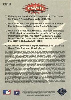 1996 Collector's Choice - You Crash the Game #CG10 Frank Thomas Back