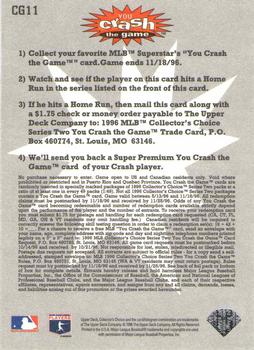 1996 Collector's Choice - You Crash the Game #CG11 Albert Belle Back