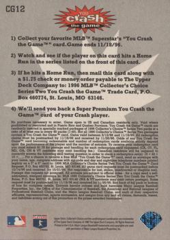 1996 Collector's Choice - You Crash the Game #CG12 Manny Ramirez Back
