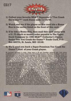 1996 Collector's Choice - You Crash the Game #CG17 Cecil Fielder Back