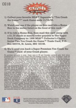 1996 Collector's Choice - You Crash the Game #CG18 Gary Sheffield Back