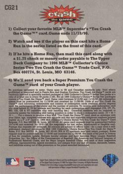 1996 Collector's Choice - You Crash the Game #CG21 Mike Piazza Back