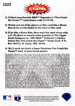 1996 Collector's Choice - You Crash the Game #CG23 Barry Bonds Back