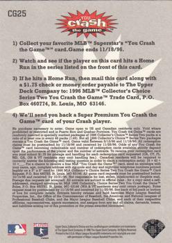 1996 Collector's Choice - You Crash the Game #CG25 Jay Buhner Back