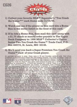1996 Collector's Choice - You Crash the Game #CG26 Ken Griffey Jr. Back