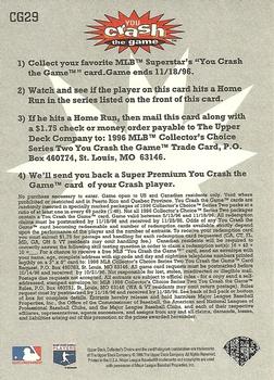 1996 Collector's Choice - You Crash the Game #CG29 Mickey Tettleton Back