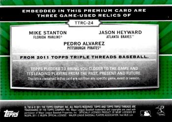 2011 Topps Triple Threads - Relic Combos Emerald #TTRC-24 Mike Stanton / Jason Heyward / Pedro Alvarez Back