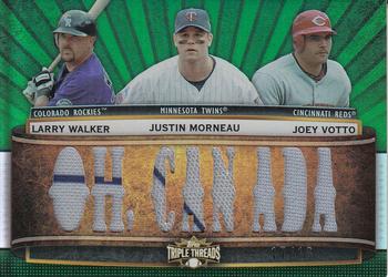 2011 Topps Triple Threads - Relic Combos Emerald #TTRC-31 Larry Walker / Justin Morneau / Joey Votto Front