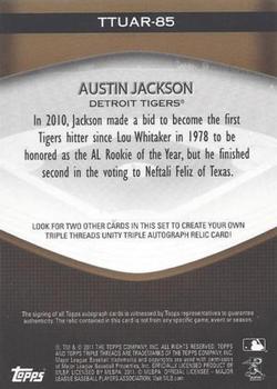 2011 Topps Triple Threads - Unity Relic Autographs Gold #TTUAR-85 Austin Jackson Back