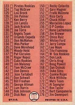 1966 Topps #101 2nd Series Checklist: 89-176 Back
