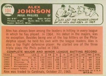 1966 Topps #104 Alex Johnson Back