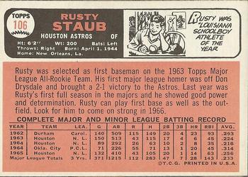 1966 Topps #106 Rusty Staub Back