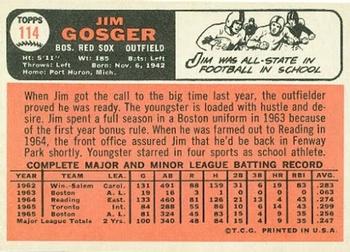 1966 Topps #114 Jim Gosger Back