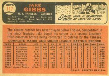 1966 Topps #117 Jake Gibbs Back