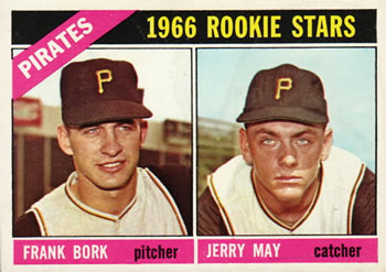 1966 Topps #123 Pirates 1966 Rookie Stars (Frank Bork / Jerry May) Front