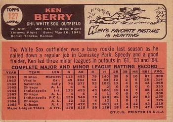 1966 Topps #127 Ken Berry Back