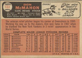 1966 Topps #133 Don McMahon Back