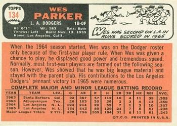 1966 Topps #134 Wes Parker Back