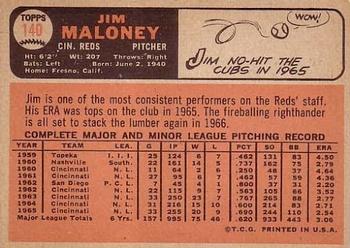 1966 Topps #140 Jim Maloney Back