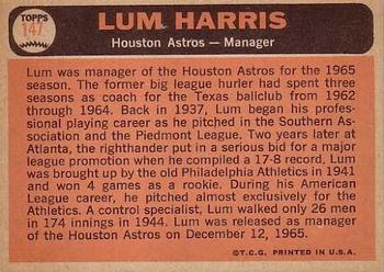 1966 Topps #147 Lum Harris Back