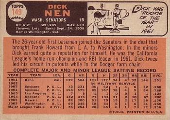 1966 Topps #149 Dick Nen Back