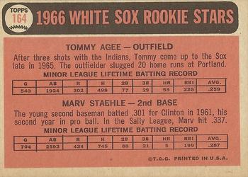 1966 Topps #164 White Sox 1966 Rookie Stars (Tommie Agee / Marv Staehle) Back