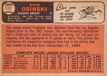 1966 Topps #168 Dan Osinski Back