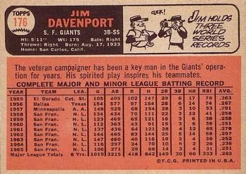 1966 Topps #176 Jim Davenport Back