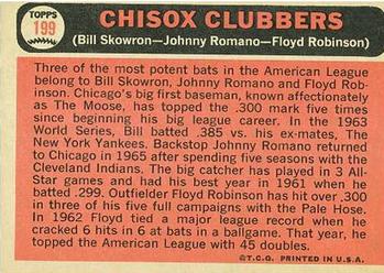 1966 Topps #199 ChiSox Clubbers (Bill Skowron / Johnny Romano / Floyd Robinson) Back