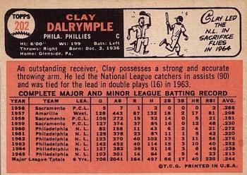 1966 Topps #202 Clay Dalrymple Back