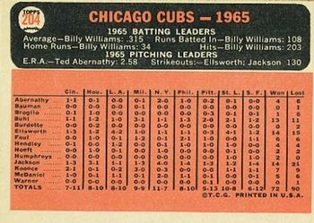 1966 Topps #204 Chicago Cubs Back
