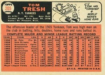 1966 Topps #205 Tom Tresh Back
