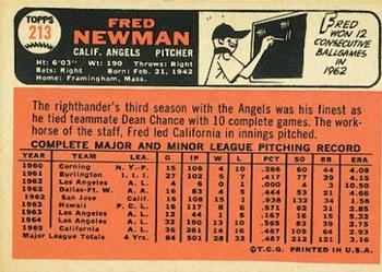 1966 Topps #213 Fred Newman Back