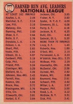 1966 Topps #221 National League 1965 ERA Leaders (Sandy Koufax / Juan Marichal / Vern Law) Back