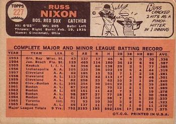 1966 Topps #227 Russ Nixon Back