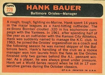 1966 Topps #229 Hank Bauer Back