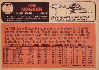 1966 Topps #22 Joe Nossek Back