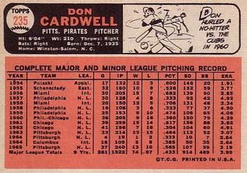 1966 Topps #235 Don Cardwell Back