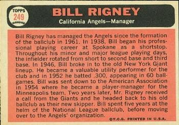 1966 Topps #249 Bill Rigney Back