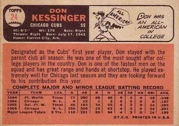 1966 Topps #24 Don Kessinger Back