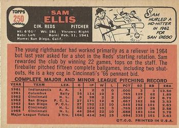 1966 Topps #250 Sam Ellis Back